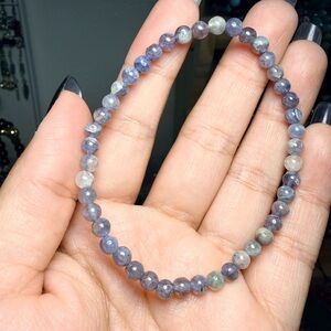 Iolite Bracelet 4mm Gemstone Stretch Bracelet
